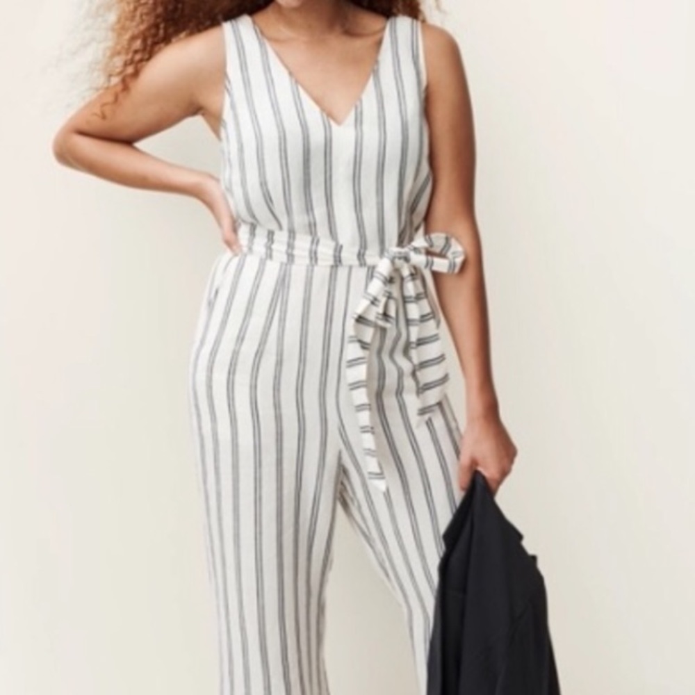A new day blue and white striped jumpsuit